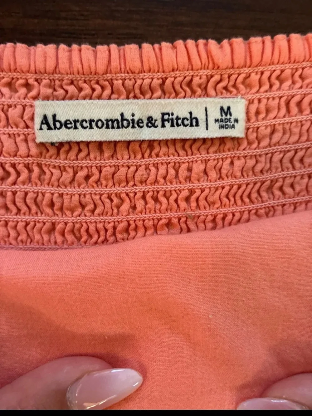 Abercrombie & Fitch Peach Puff-Sleeve Square Neck Blouse